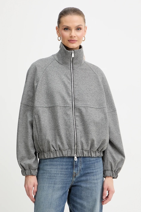 Μπουφάν με προσθήκη μάλλινου υφάσματος Pinko χρώμα: γκρι, 106046 A2ZU