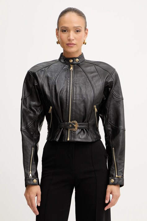 Versace Jeans Couture ramoneska skórzana kolor czarny przejściowa 79HAVP03 CP021