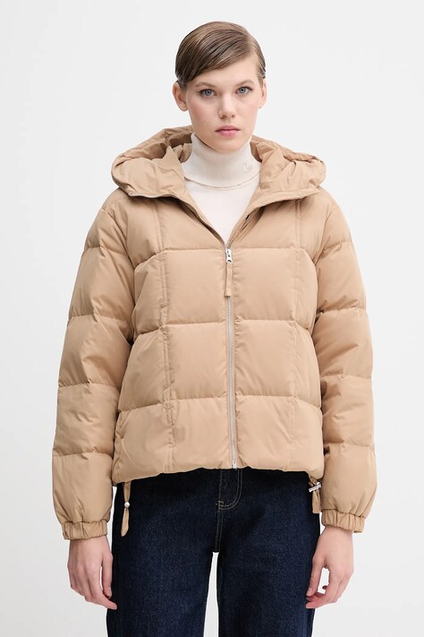 Пухова куртка United Colors of Benetton колір коричневий зимова oversize 22T6DN086