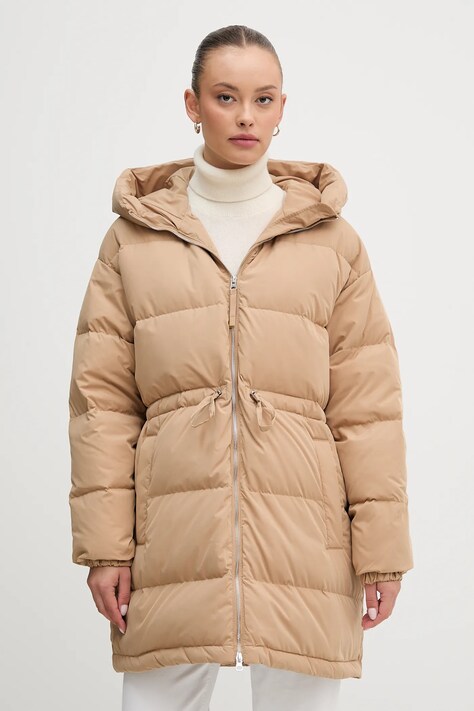 Пухова куртка United Colors of Benetton колір коричневий зимова oversize 22T6DN087