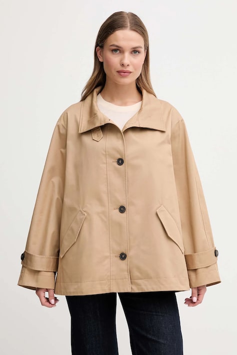 United Colors of Benetton pamut kabát barna, átmeneti, oversize, 2QJYDN07Y