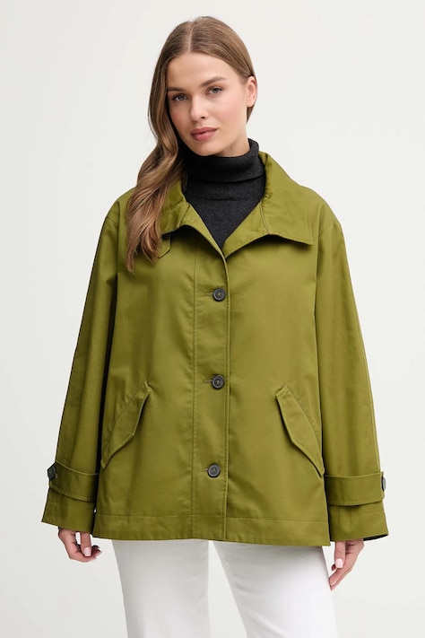 Bavlnená bunda United Colors of Benetton zelená farba, prechodná, oversize, 2QJYDN07Y