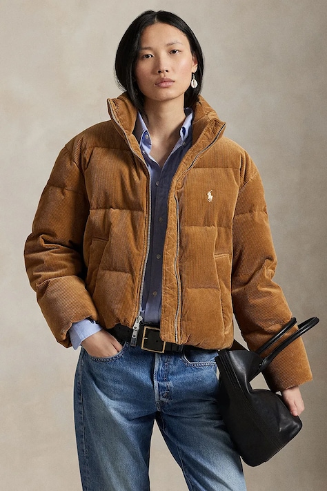 Μπουφάν με επένδυση από πούπουλα Polo Ralph Lauren Woven Puffer χρώμα: μπεζ, 211971178
