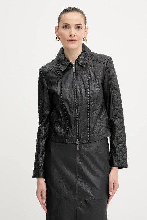 Armani Exchange kurtka skórzana kolor czarny przejściowa XW000654 AF16212