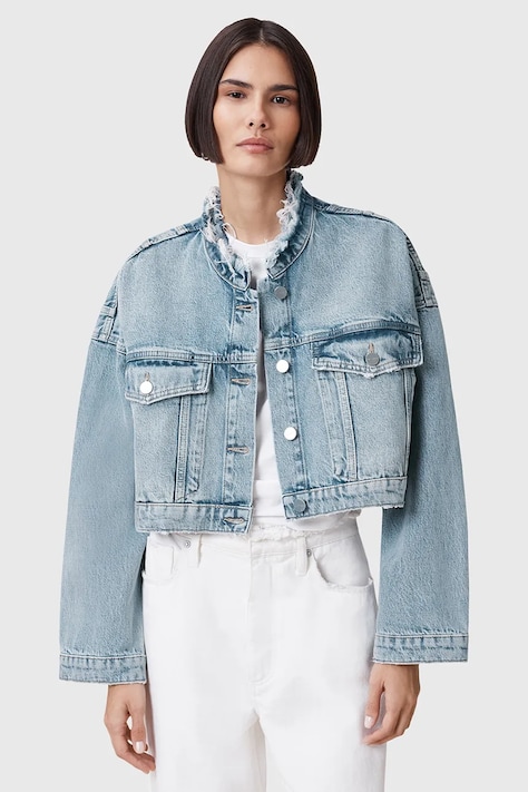 AllSaints kurtka jeansowa bawełniana SONNY kolor niebieski przejściowa oversize W062OC