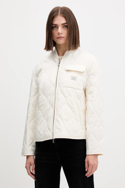 Яке Guess Jeans в бяло преходен модел с уголемена кройка W5YL26 WHG02