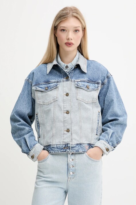 Джинсова куртка Guess Jeans перехідна oversize W5YN56 D5M56