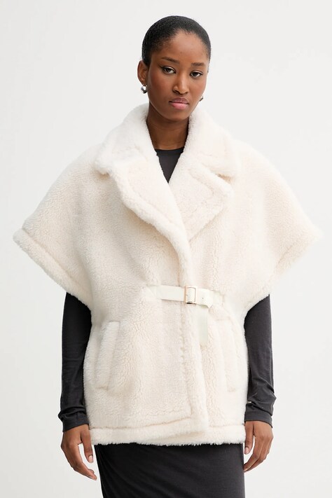 Blugirl Blumarine bezrękawnik z domieszką wełny kolor beżowy przejściowy PF5003.T0300
