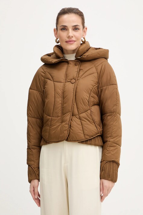 Fracomina kurtka kolor brązowy zimowa oversize FJ25WC3002O42301