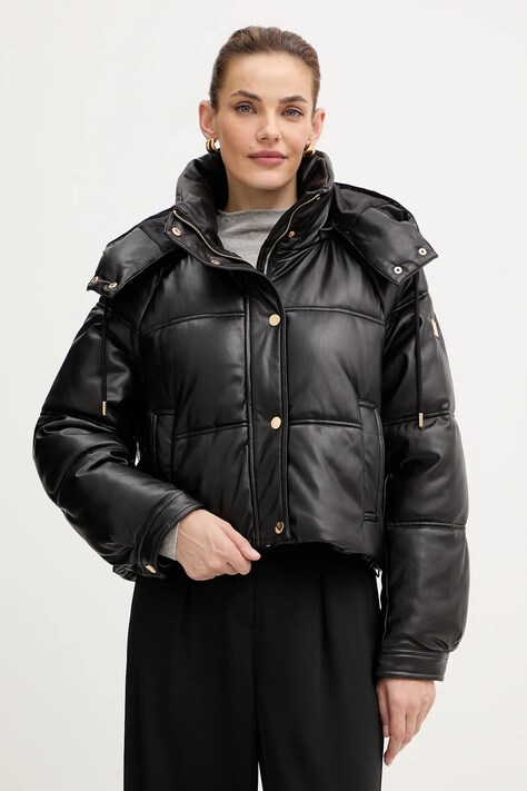 Fracomina kurtka kolor czarny zimowa oversize FS25WC3002P41101
