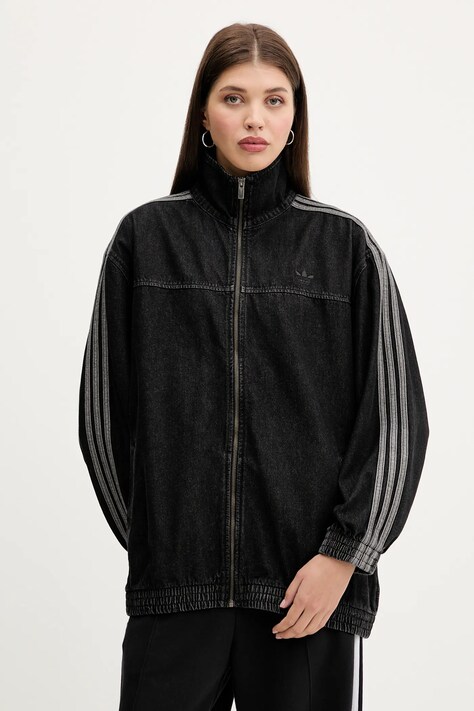 adidas Originals kurtka jeansowa Denim Os TT kolor czarny przejściowa oversize JY2897