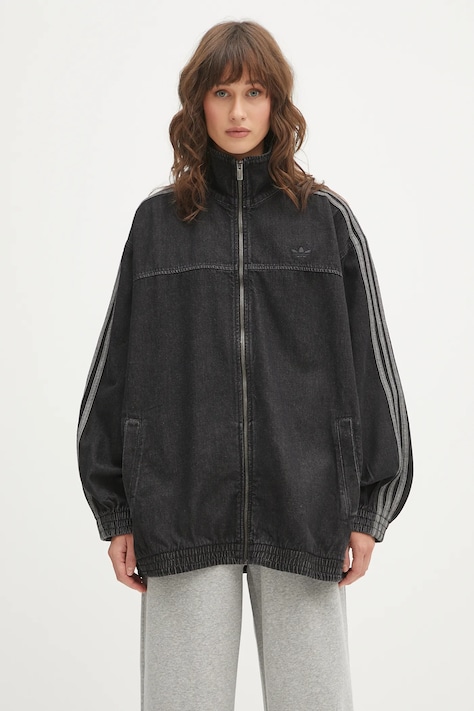 Джинсова куртка adidas Originals Denim Os TT колір чорний перехідна oversize JY2897