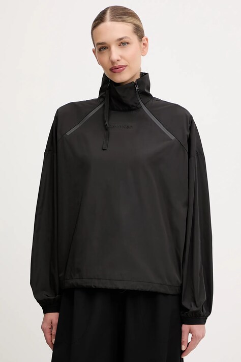 Bunda Calvin Klein Performance čierna farba, prechodná, oversize, LVGWF5J405