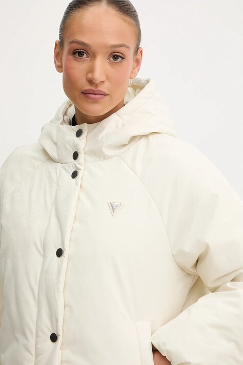 Guess kurtka 4G kolor beżowy zimowa oversize V5BL07 WGLW2