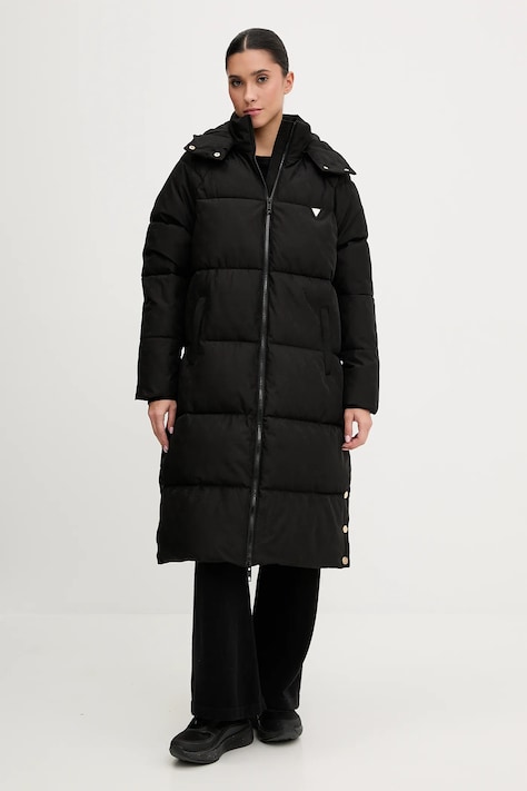 Guess kurtka 4G kolor czarny zimowa oversize V5BL08 WGLW2