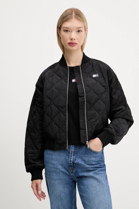 Tommy Jeans geacă bomber culoarea negru, de tranziție, DW0DW21631