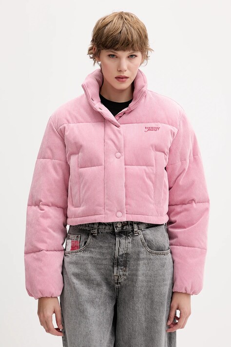 Tommy Jeans kurtka kolor różowy zimowa oversize DW0DW21658