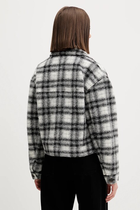 Tommy Jeans kurtka z dodatkiem wełny kolor czarny przejściowa oversize DW0DW21662