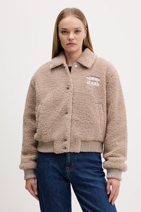 Tommy Jeans kurtka kolor brązowy zimowa DW0DW21666