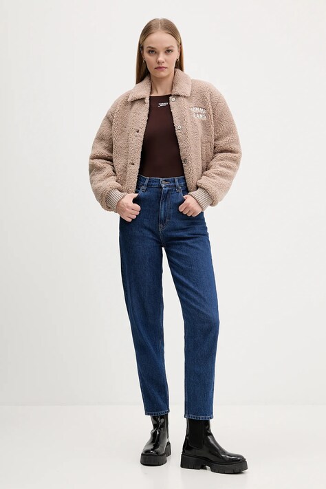 Tommy Jeans kurtka kolor brązowy zimowa DW0DW21666