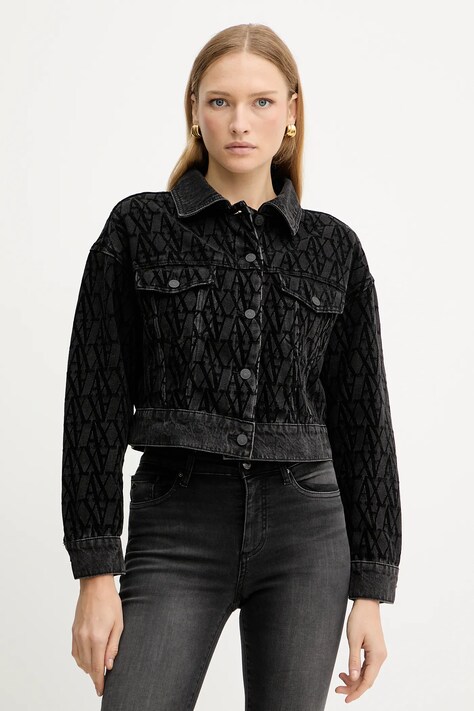 Armani Exchange kurtka jeansowa kolor czarny przejściowa XW000819 AF16092