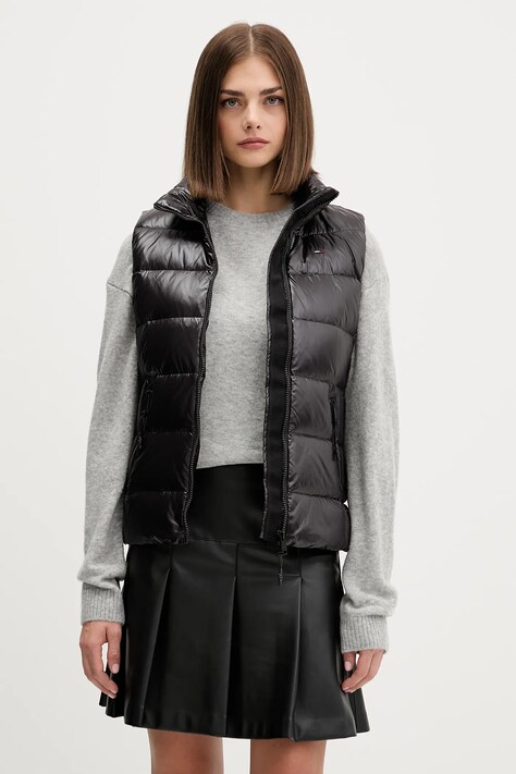 Tommy Jeans bezrękawnik puchowy kolor czarny zimowy DW0DW21622