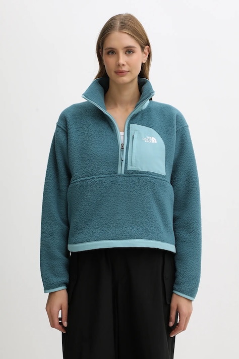 Суичър The North Face Yumiori Off в зелено с изчистен дизайн NF0A8EV0E311