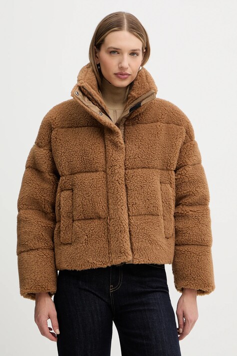 Weekend Max Mara kurtka z domieszką wełny ALFREDO kolor brązowy zimowa oversize 2525486062600