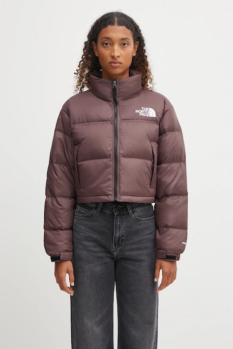 Péřová bunda The North Face Nuptse hnědá barva, zimní, NF0A5GGEBQ71
