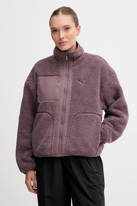 Puma kurtka dwustronna kolor fioletowy przejściowa oversize 688386