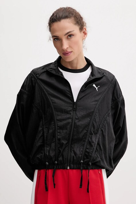 Puma kurtka kolor czarny przejściowa oversize 632148