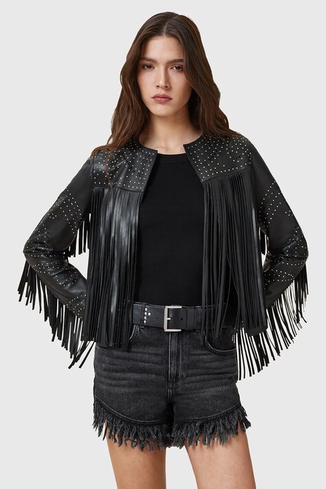 AllSaints kurtka skórzana ASTA kolor czarny przejściowa W031LC