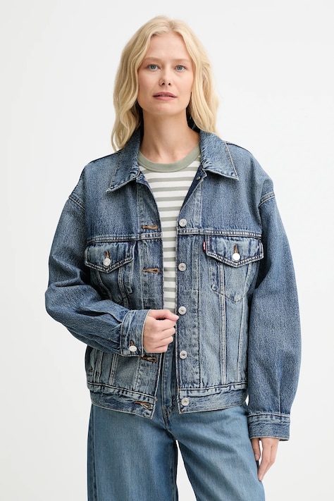 Rifľová bunda Levi's modrá farba, prechodná, oversize, A1743