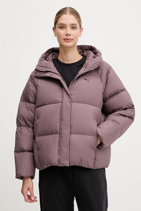Péřová bunda Puma fialová barva, zimní, 688392