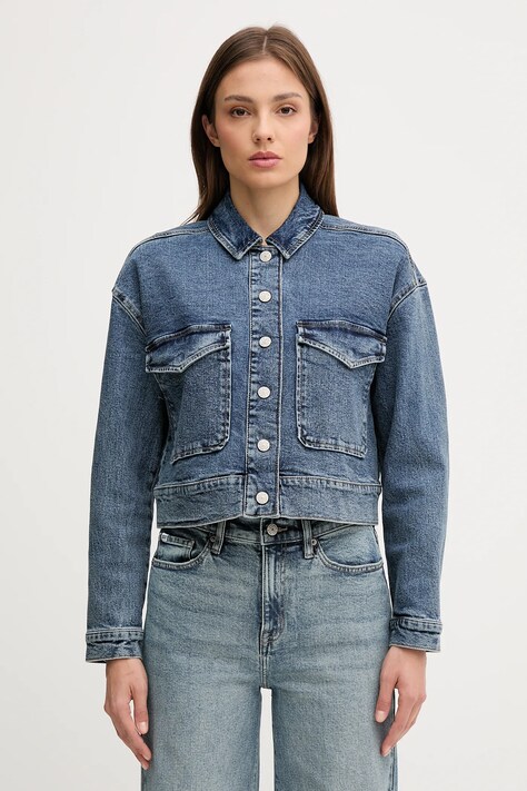 Dkny kurtka jeansowa kolor niebieski przejściowa DJ5J6122