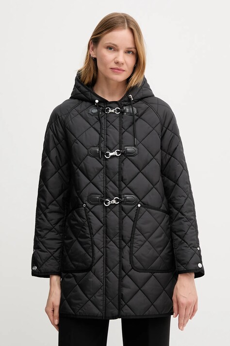 Dkny kurtka kolor czarny przejściowa DLEMPT95
