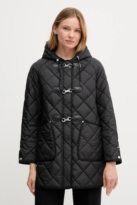 Bunda Dkny černá barva, přechodná, DLEMPT95