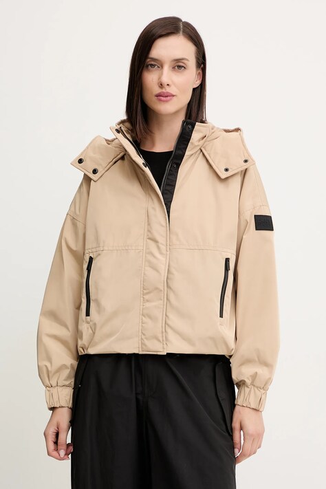 Dkny kurtka kolor beżowy przejściowa DP5J9595