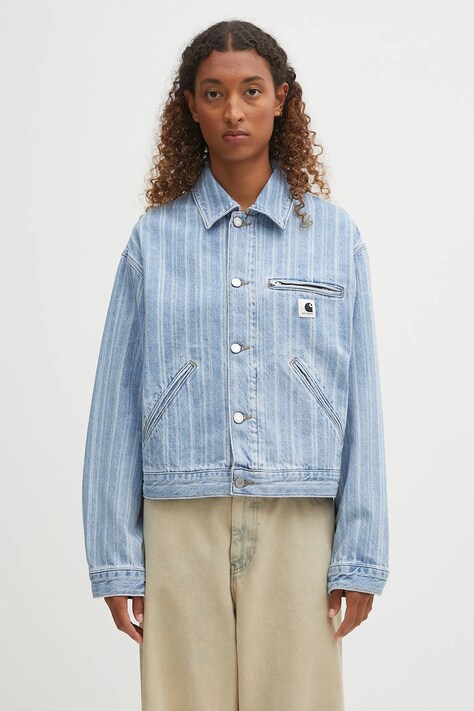 Carhartt WIP kurtka jeansowa W' Rylan kolor niebieski przejściowa oversize I035571.32H12