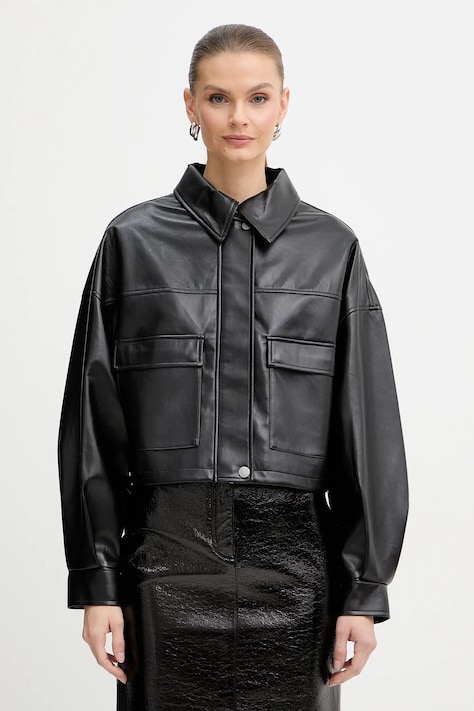 Guess geacă FLAMINIA culoarea negru, de tranziție, oversize, W5BL87 WF8P0