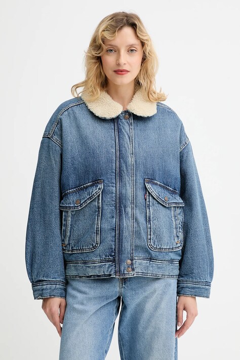 Levi's geacă jeans culoarea maro, de iarnă, 003JF