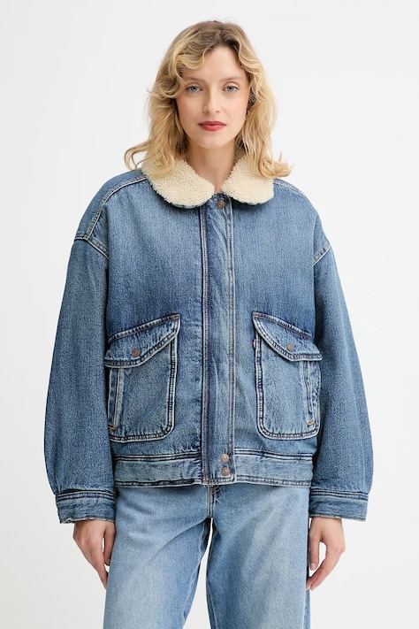 Rifľová bunda Levi's hnedá farba, zimná, 003JF