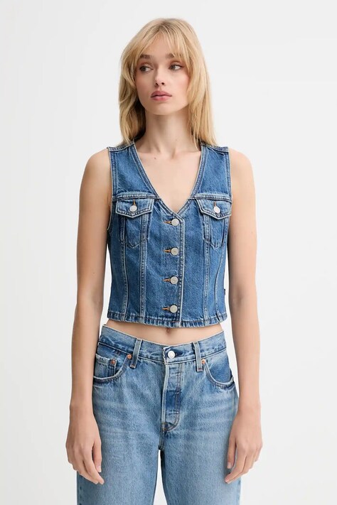 Γιλέκο τζιν Levi's χρώμα: μπλε, A8682
