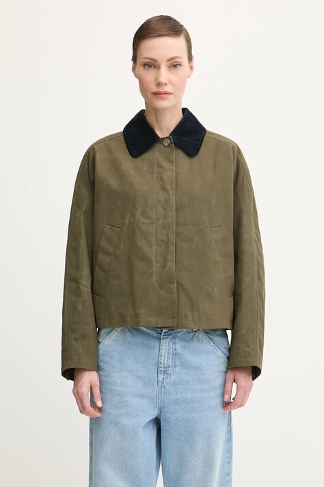 A.P.C. kurtka bawełniana Veste Becca kolor zielony przejściowa oversize COHIL.F02990