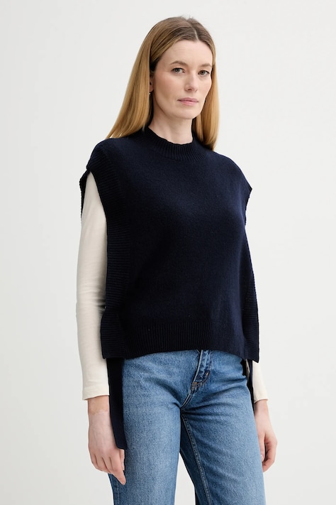 A.P.C. vestă de lână Pull Mathilde culoarea bleumarin, light, cu turtleneck, WOASA.F23430
