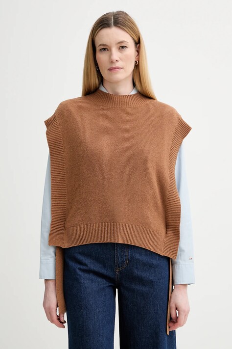 A.P.C. vestă de lână Pull Mathilde culoarea maro, light, cu turtleneck, WOASA.F23430
