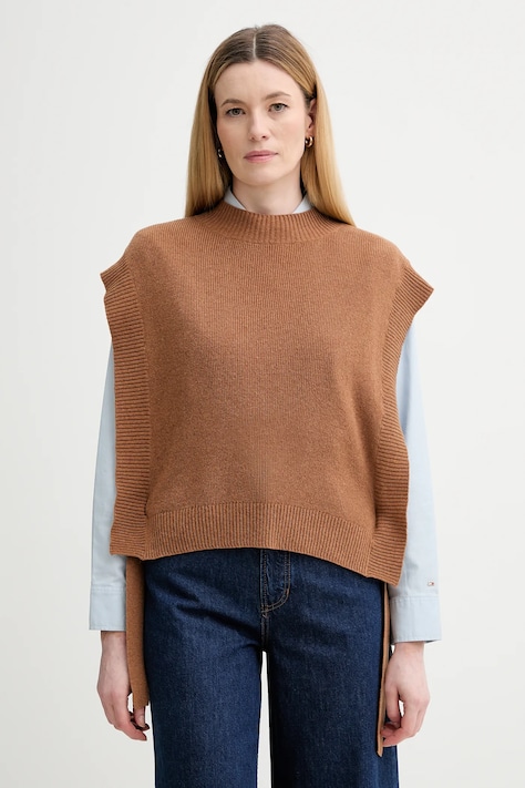 A.P.C. vestă de lână Pull Mathilde culoarea maro, light, cu turtleneck, WOASA.F23430