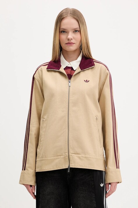adidas Originals kurtka bawełniana kolor beżowy przejściowa KF2312