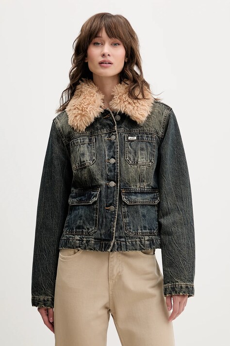 Guess Originals kurtka jeansowa kolor granatowy przejściowa W5BN48 D4XYG