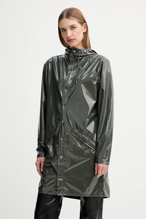Rains kurtka 12020 Long Jacket kolor zielony przejściowa 12020